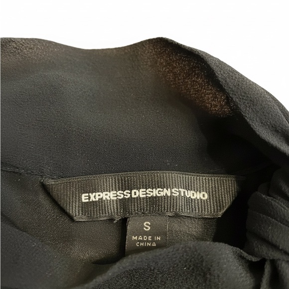 Express Design Studio Black Silk Tie-Neck Blouse – Size Small - Picture 6 of 9